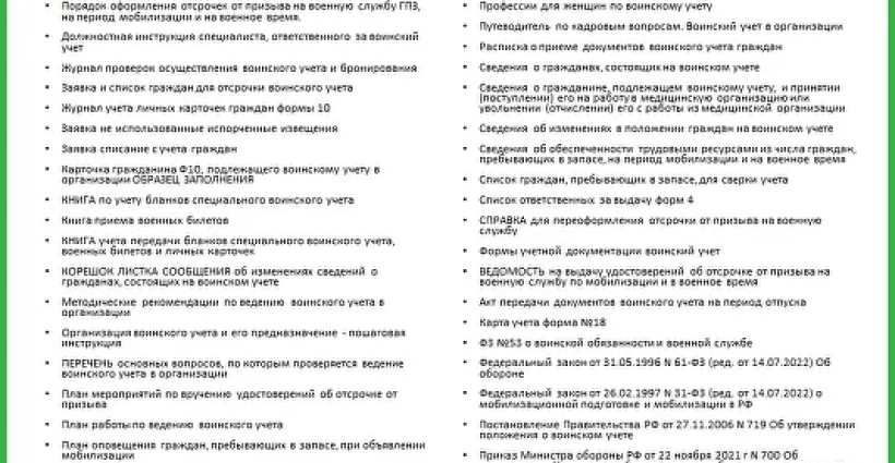 ВОИНСКИЙ УЧЕТ в медицинской организации 2023 - полный пакет готовых документов для клиники