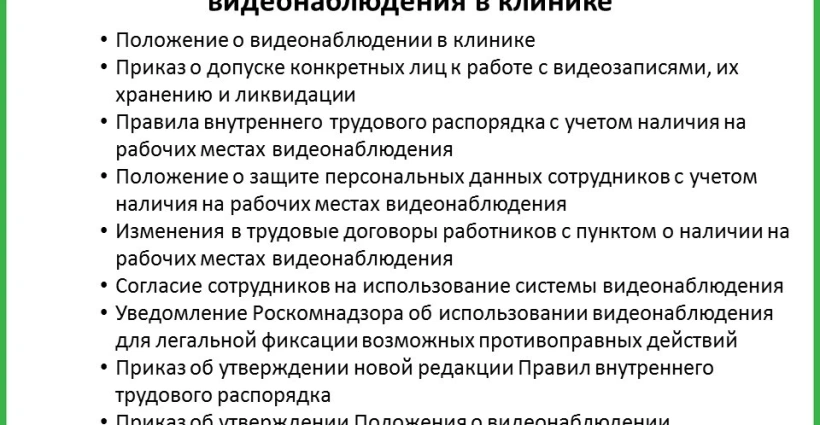 Легальное использование системы видеонаблюдения в клинике