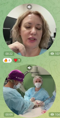 Мы активно используем кружочки, это помогает аудитории погрузиться в будни врача и увидеть его подачу, стиль общения, чтобы понять, будет ли комфортно при коммуникации и лечении у специалиста.